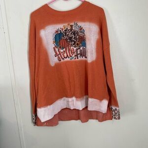 Time and Tru Orange 'Hello Fall' Women's Sweater